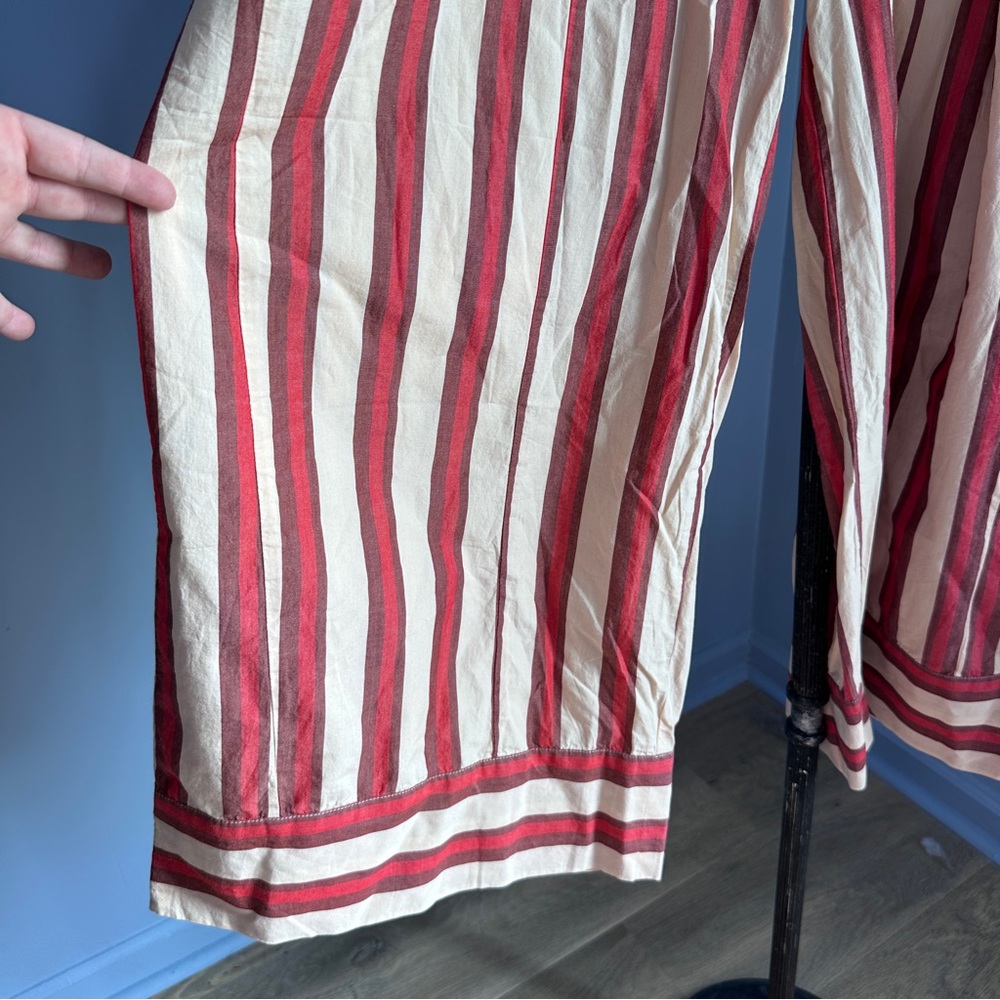 Free People Striped Red and Cream Wide-Leg Pants - Picture 3 of 5